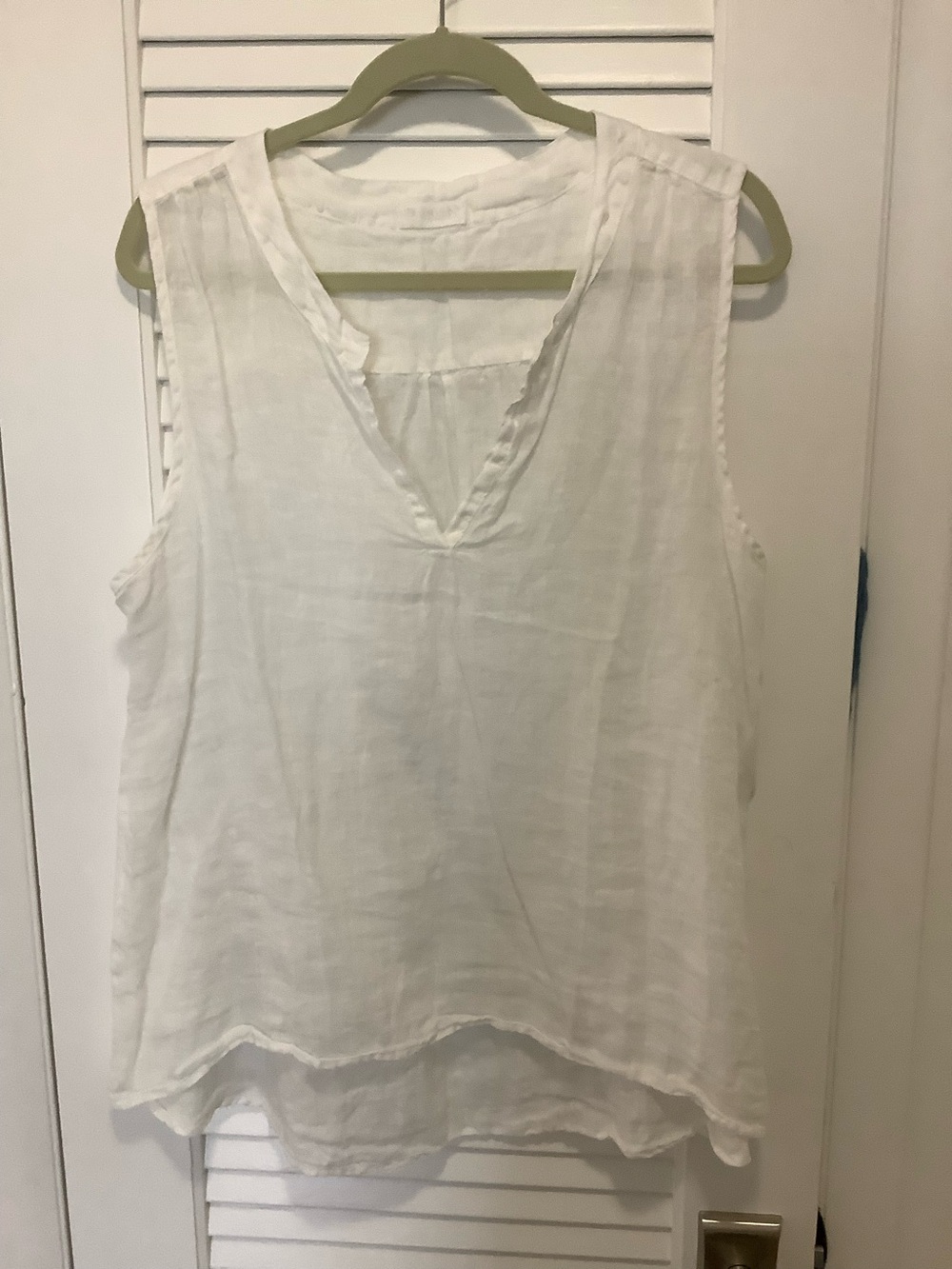 CP Shades White Sleeveless V-Neck Linen Top